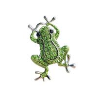 Elegant Frogs Brooch With Green Crystals Rhinestones Embellishment Pin Eye catching Dress Coat Jewelry For Women Girls beige