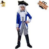 Halloween Children's Men's Pirate Captain Costume, Boys' Medieval Colonial General Cosplay Costume l (10-12 years old, 140-152cm) gray