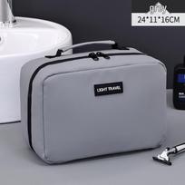 Cross Elite Accordion Men's Travel Wash Bag: Dry-Wet Separate Cosmetic & Makeup Organizer gray