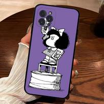 Popular Cartoon M-Mafalda For IPhone 17 16 15 14 13 12 11 Pro Max Plus Shockproof Black Soft Phone Cover For iPhone 13 purple