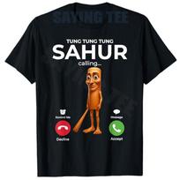 2026 Surreal Italian Brainrot Meme TungTungTung Sahur Calling TShirt Y2k Tung Speed Howling To The Speed Moon Face Clothes 3XL black