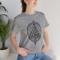Viking Valknut Men T Shirts Norse Runes Odin Mythology Graphic Tees Cotton Tops XXXL pilka