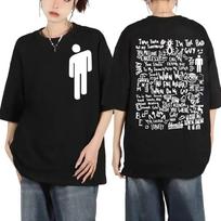 Hip Hop T Shirts with Billie Eilish Icon Lyric Collage Creative Inspired Graphic Featuring Pop Art for Fans Billie Eilish Unisex XL white