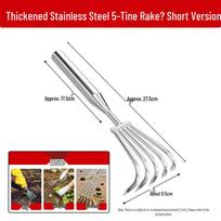 Stainless Steel Multi-claw Garden Rake for Soil Loosening and Landscaping gray