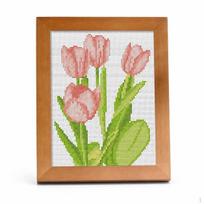 Tulip Cross Stitch Kit Year of the Rabbit Embroidery for Beginners H137 (No Frame) Tulip H137 + Walnut Color Frame (20*25cm) beige
