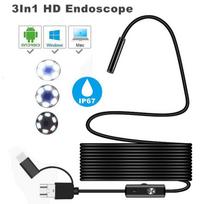 1080P HD Waterproof 3-in-1 Android Endoscope - 8mm Industrial Pipe Camera 5m Soft Cable black