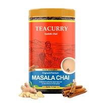 Teacurry Masala Chai (100 Grams, 50 Cups) - Masala Assam Tea For Digestion - 100% Natural Spiced Black Tea With Real Elachi, Ginger, Cinnamon, Bay red