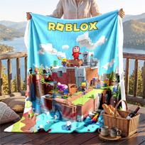 Warm Flannel Blanket Roblox Pattern, Lightweight Comfortable Throw Blanket for Bed Sofa Use 100cmx150cm