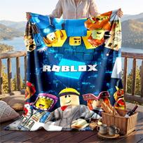 Warm Flannel Blanket Roblox Pattern, Lightweight Comfortable Throw Blanket for Bed Sofa Use 150cmx180cm