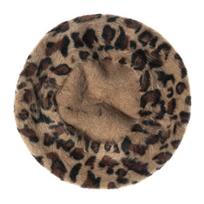 Prancūziško stiliaus kepurė su pomponu Minkštas beretas Skėtis su leopardo raštu Beretai moterims Prancūziška kepurė kupranugaris