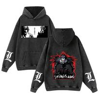 Death Note Vintage Wash Cotton Hoodie for Men & Women Large black
