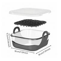 Square Air-Fryer Glass Liner Dishwasher Safe Borosilicate Air Fryer Insert pilka spalva