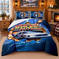 Back to the Future Pattern Bedding 3Pcs Set Bed Sheet And Pillowcases For Indoor Bedroom 140cmx210cm