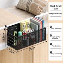 Space-saving Bedside Storage Basket Iron Bed Bedside Shelf Holder  Baby Bed Rails Black S gray