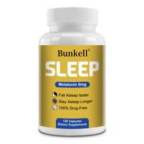 Bunkell Sleep Capsules, Melatonin 6mg, Vitamin B6, Drug-Free, 120 Caps 120 Capsules