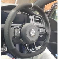 WCaRFun Juodos zomšos automobilio vairo užvalkalas Volkswagen VW Golf R MK7 Golf 7 GTI VW Polo GTI Scirocco 2015 Style 19 gray