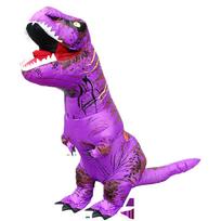 Helovino T-Rex pripučiamas kostiumas: Juokingas dinozauro kostiumas lauko veiklai ir vaiko bei tėvų pasirodymams Child (120-140cm) purple