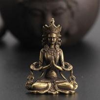 1Pc Retro Brass Meditate Zen Buddhism Household Buddha Ornament Living Room Handmade Decoration Copper Statue Tea House Ornament black