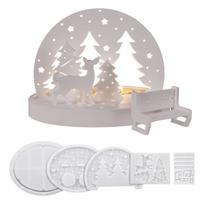 DIY Silicone Mold Set For Resin Epoxy Cement Plaster Craft Making With House Candle Holder Tree Lamp Shapes 1 white