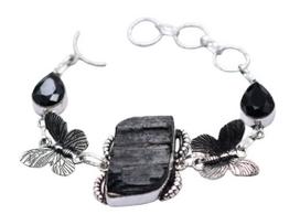 Black Tourmaline onyx Gemstone Handmade Bracelet Jewelry BR 181