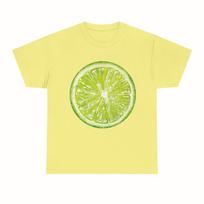 Vintage Lime Slice Shirt, Citrus Fruit Graphic Tee | Unisex T-Shirt | Summer Tropical Top M yellow