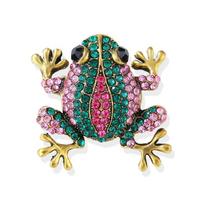 Fashion Retro Rhinestone Frog Brooches For Women Clothing Coat Jewelry Accessries Gifts A1 beige