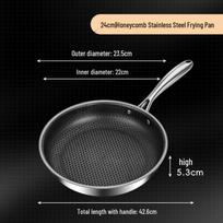 Stainless Steel Non-stick Honeycomb Wok Frying Pan for Eggs, Pancakes, and Steak black