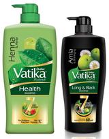 Dabur Vatika Health Shampoo, With Henna & Amla For Problem Free Hair, 1L & Dabur Vatika Long & Black Shampoo, with the Goodness of Amla & Bhringr green