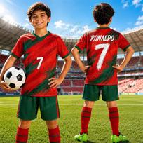 Portugalijos Futbolo Marškinėliai Gerbėjų Versija 3D Spausdinimo Futbolo Marškinėlių Rinkinys Lauko Sporto Treniruočių Marškinėliai Vaikų Marškinėlių Rinkinys 140 red