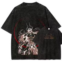 2026 Summer BLEACH Ichigo Vasto Lorde Graphic T‑shirt Vintage Washed Harajuku Unisex Casual Cotton Streetwear Tops 140 black