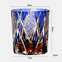 Edo Kiriko Handmade Blue Daisy Crystal Whiskey Glass - Elegant Gift for Home Amber Blue New Lightning gray