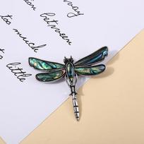 Vintage Classic Abalone Shell Dragonfly Brooch Jewelry Women Fashion Insect Metal Unisex Brooch Buckle Suit gray