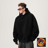 Vyriškas Oversize su gobtuvu džemperis Laisvo kirpimo Atsitiktinis Ilgomis rankovėmis Puloveris Gatvės stiliaus Vienspalvis Unisex M black