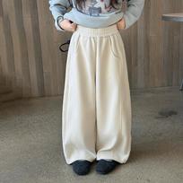 Kids Two Styles Convertible Wide Leg Cuffed Hem Korean Casual Patchwork Sweatpants 140cm smėlis