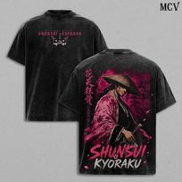 Kyoraku Shunsui - Bleach T-shirt Heavyweight 100% Cotton Anime Graphic Tee 4XL black