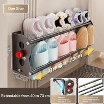 Magnetic Shoe Rack Wall-Mounted No-Drill Double-Layer Extendable Shoe Rack Entrance Door Slippers Rack Door Back Shoe Rack A1 white