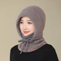 Neck Warmer Knitted Balaclava Hat Ear Protection Pullover Hats Autumn Hooded Cap  Skiing chaki