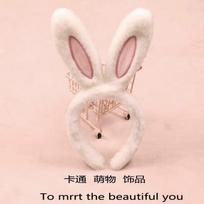 Mielas didelis pliušinis triušio ausų lankelis, minkštas plaukuotas lankelis mergaitėms, mielas animacinis stilius kasdieniam ir vakarėlių naudojimui White Bunny Ear Headband balta