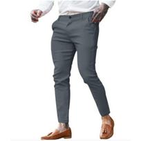 Vyriškos pilkos siauro kirpimo chino kelnės, iki kulkšnies ilgio, susiaurėjančios, su pasvirusiomis kišenėmis XXXL black