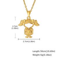 Creative Charms Pendant Necklace, Boy or Girls Silhouette Cubic Zirconia Pendant ,Daughter Son Birthday Gift beige