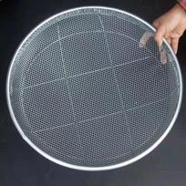 52cm Didelis geležinis sietas smėliui, akmenukams, grūdams, dirvožemiui, gėlių sodinimui, kaštonams - Smulkus plieninės vielos tinklas Diameter 42cm, Hole 4mm, Height 8cm gray