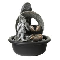 Polyresin Buddha Fountain With LED Lights, Dark Grey & Silver - 1 Piece sidabras/tamsiai pilka spalva