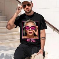 Lady Gaga Joanne World Tour heavyweight retro printed pattern fun round neck T-shirt for daily XXL black