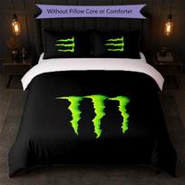 Monster Energy spausdintas 3 dalių patalynės komplektas: 1 antklodės užvalkalas ir 2 pagalvių užvalkalai. Minkšta patalynė namų miegamajam. 140cm*210cm