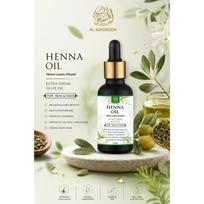 AL MASNOON Henna Oil / 30ml | Henna Leaves Infused in Olive Oil | 100% Natural Herbal Oil for Skin & Hair | Nourishing Hair Growth Oil & Skin Con beige