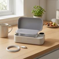 Insulated Rechargeable Heated Lunch Box | Built-in 7200 mAh, Portable pilka spalva