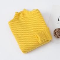Kids Unisex Half High Neck Long Sleeve Solid Casual Pullover Sweater 160cm geltona