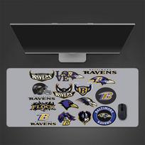 Baltimore Ravens Mouse Pad, Large Gaming Desk Mat, Non-slip XXL Mousepad for Laptop & Tablet, Mini PC Playmat with Stitched Edges 30cmx60cm(11.8x23.6inch) gray