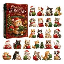 Christmas Gifts for Children Cat Advent Calendar, 24 Day Countdown with Cute Ornaments, Kids Holiday Fun 2D Acrylic Kitty Decorations, F