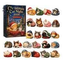 Christmas Gifts for Children Cat Advent Calendar, 24 Day Countdown with Cute Ornaments, Kids Holiday Fun 2D Acrylic Kitty Decorations, N
